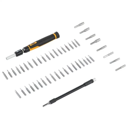 Отвертка с набором бит и торцевых головок для точных работ Denzel 7711599, гибкий привод, 48 шт, CrMo купить в Нягани