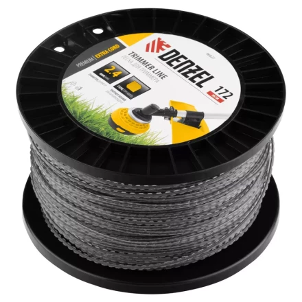 Леска для триммера двухкомпонентная зубчатый квадрат, 2,4мм х 172м, на DIN кат. EXTRA CORD// Denzel 96827 купить в Нягани