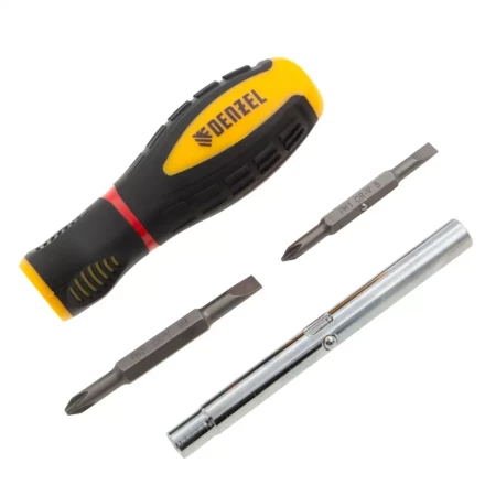 Отвертка комбинированная Denzel, SL3/16&quot;-PH1, SL1/4&quot;-PH2, 3-х компонентная рукоятка, 7713381 купить в Нягани