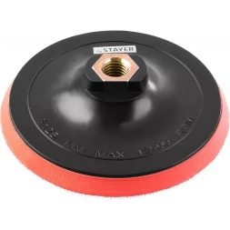 Тарелка опорная STAYER "MASTER" пластиковая для УШМ на липучке, полиуретановая вставка, d=125 мм, М14 35744-125