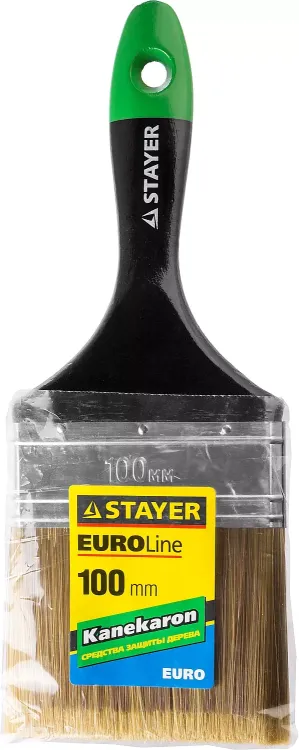 STAYER “KANEKARON-EURO”. Кисть плоская, искусственная щетина, деревянная ручка, 100мм 0106-100 купить в Нягани