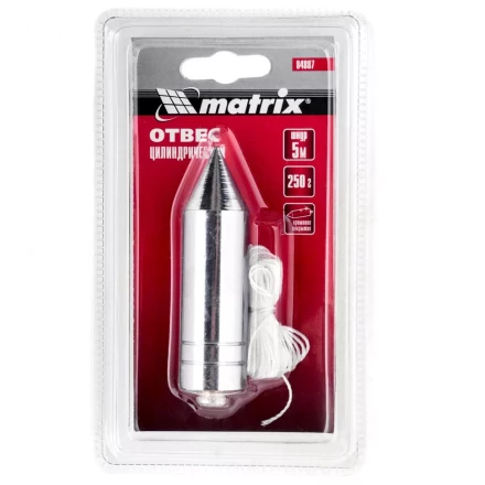 Отвес цилиндрический 250 г шнур 5 м Matrix 84887 купить в Нягани