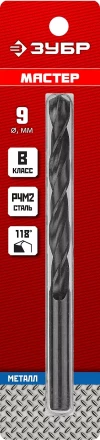 ЗУБР 9.0 х 125 мм, сталь Р4М2, класс В, сверло по металлу (29605-9) купить в Нягани