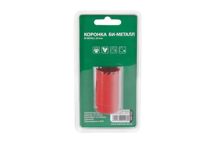 Коронка биметаллическая HAMMER Ф29х38мм 5/8" BiMETALL (224-005) купить в Нягани