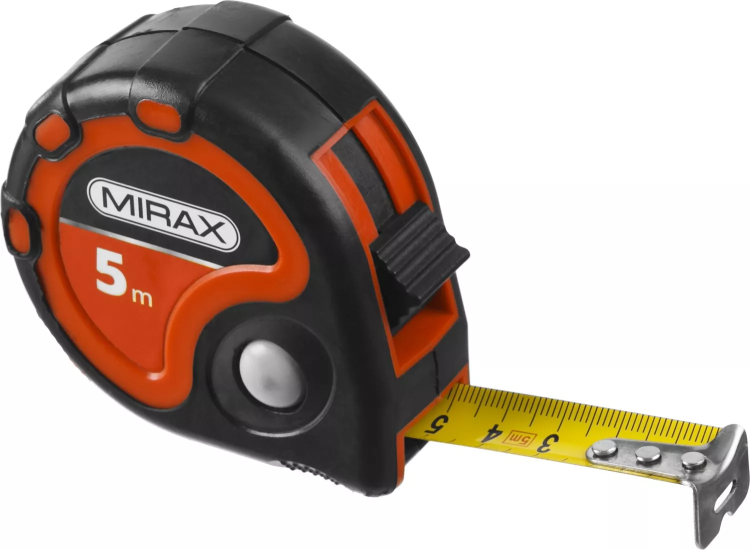 Рулетка MIRAX, 3 стопора, двухкомпонентный пластиковый корпус, 5мх25мм 34013-05-25 купить в Нягани