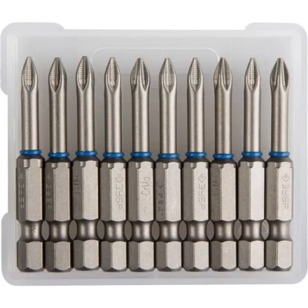 Биты ЗУБР &quot;ЭКСПЕРТ&quot; торсионные кованые, обточенные, хромомолибденовая сталь, тип хвостовика E 1/4&quot;, PZ1, 50мм, 10шт 26013-1-50-10 купить в Нягани