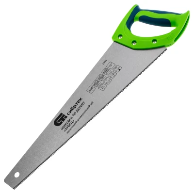Ножовка по дереву Сибртех "Зубец", 400 мм, 11 TPI, зуб 2D, калёный зуб, 2-х компонентная рукоятка, 23824