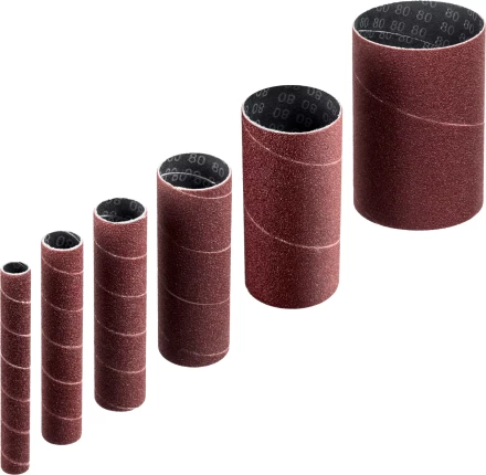 ЗУБР набор 6 шт: 13, 19, 26, 38, 51, 76 мм, высота 115 мм, Р80, втулки шлифовальные для станка СШО-500 МАСТЕР (35649-H6-80) купить в Нягани