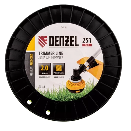 Леска для триммера квадрат, 2,0мм х 251м, на DIN катушке FLEX CORD// Denzel 96291 купить в Нягани