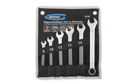 Набор ключей комбинированных 8-17 мм 6 шт CrV холодный штамп GROSS 15147 купить в Нягани