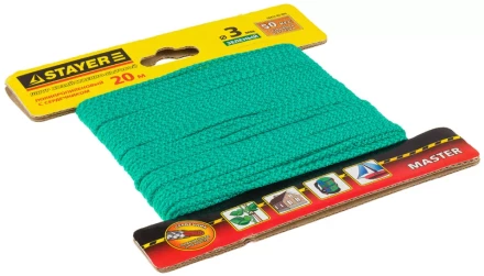 Шнур STAYER &quot;MASTER&quot; хозяйственно-бытовой, полипропиленовый, вязанный, с сердечником, зеленый, d 3, 20м 50412-03-020 купить в Нягани