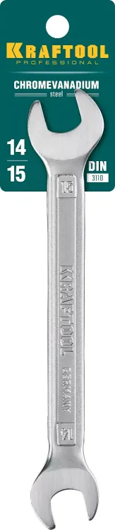 Ключи гаечные рожковые KRAFTOOL, Cr-V, DIN 3110 27033-14-15 купить в Нягани