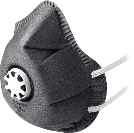 ЗУБР ФГ-95 коническая с угольным слоем, класс защиты FFP2, с клапаном выдоха, фильтрующая полумаска (11168-2) купить в Нягани