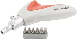 Отвертка реверсивная, пистолетного типа, силовой элемент под ключ, набор бит, CrV, 6 шт MATRIX 11550