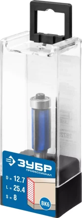 ЗУБР 12.7 x 38 мм, хвостовик 12 мм, фреза кромочная с нижним подшипником (3 лезвия), Профессионал (28728-12.7-38-12) купить в Нягани