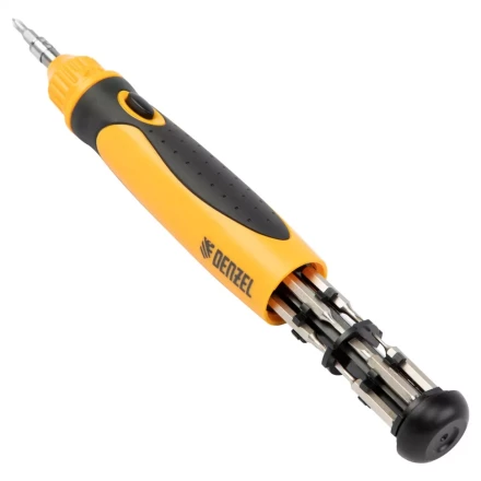 Отвертка реверсивная Denzel 7711609, механизм SmartPush mini 11 шт, CrMo купить в Нягани