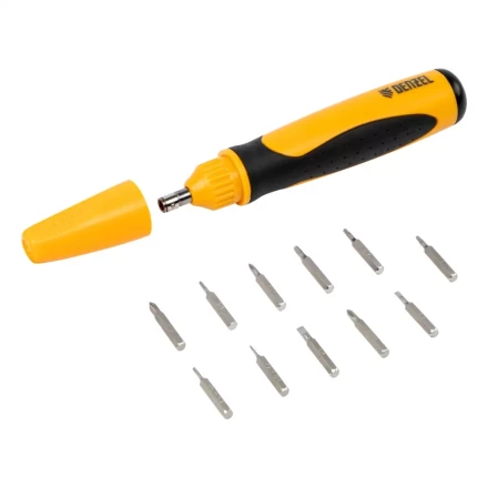 Отвертка реверсивная Denzel 7711609, механизм SmartPush mini 11 шт, CrMo купить в Нягани