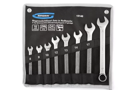 Набор ключей комбинированных 8-19 мм 8 шт CrV холодный штамп GROSS 15148 купить в Нягани