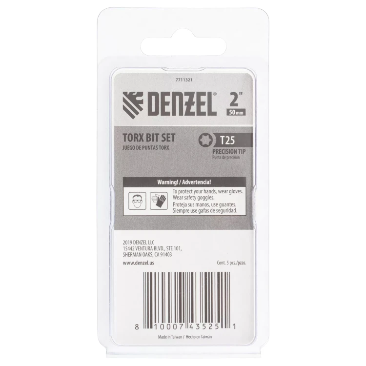 Бита T25x50, 5 шт. Denzel 7711321 купить в Нягани