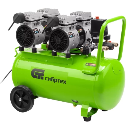 Компрессор безмаслянный малошумный Сибртех МБ 2000/50 58007, 2000 Вт, 50л, 300 л/мин купить в Нягани