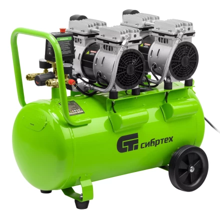 Компрессор безмаслянный малошумный Сибртех МБ 2000/50 58007, 2000 Вт, 50л, 300 л/мин купить в Нягани