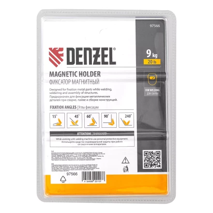 Фиксатор магнитный для сварочных работ усилие 25 LB, 30х45х60х75х90х135 град. Denzel 97566 купить в Нягани