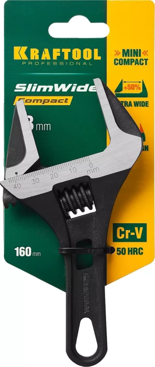 Ключ разводной компактный c тонкими губками KRAFTOOL SlimWide Compact 27266-25 купить в Нягани