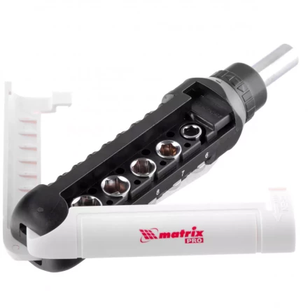 Отвертка реверсивная с набором бит и торцевых головок 15 шт CrV Matrix Pro 13343 купить в Нягани