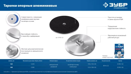 ЗУБР d 100 мм, М14, держатель алюминиевый для АГШК, ПРОФЕССИОНАЛ (35783-100) купить в Нягани