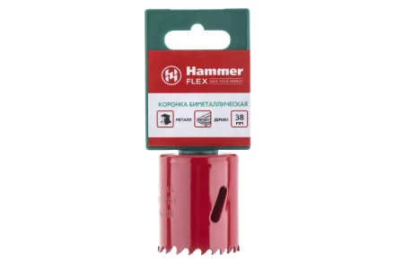 Коронка биметаллическая HAMMER Ф38х38мм 5/8&quot; BiMETALL (224-008) купить в Нягани