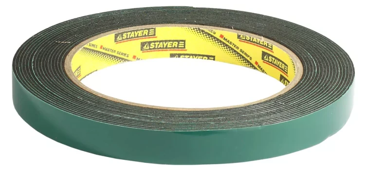 Двухсторонняя клейкая лента на вспененной основе, STAYER Professional 12233-12-05, черная, 12мм х 5м 12233-12-05 купить в Нягани
