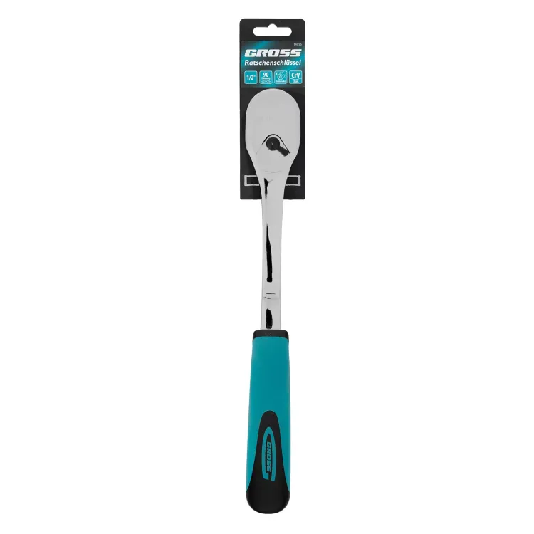 Ключ-трещотка 1/2" Gross 14055, CrV, 90 зубьев, усиленный, хром купить в Нягани