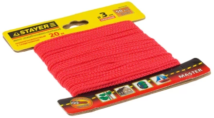 Шнур STAYER &quot;MASTER&quot; хозяйственно-бытовой, полипропиленовый, вязанный, с сердечником, красный, d 3, 20м 50415-03-020 купить в Нягани