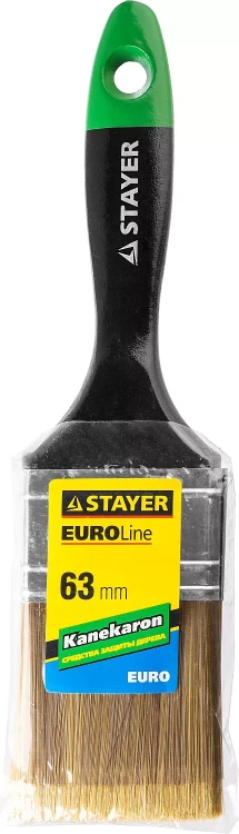 STAYER “KANEKARON-EURO”. Кисть плоская, искусственная щетина, деревянная ручка, 63мм 0106-063 купить в Нягани