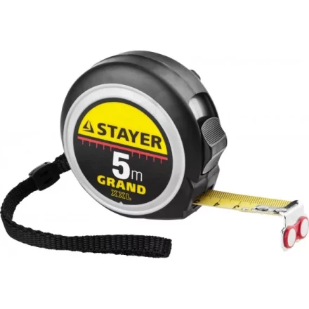 Рулетка STAYER GRAND, корпус с противоскользящим напылением, упрочненное полотно, 5м/19мм 552021 купить в Нягани