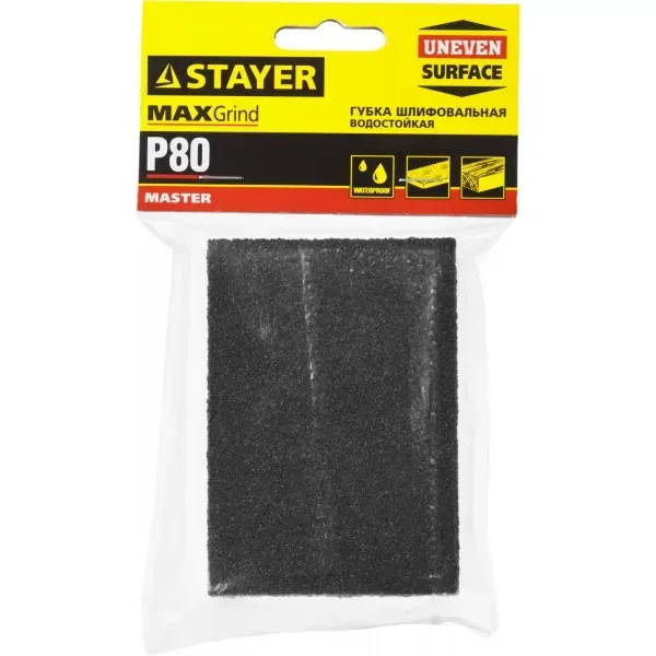 Губка шлифовальная STAYER "MASTER" четырехсторонняя, зерно - оксид алюминия, Р80; 100 x 68 x 26 мм. 3560-2_z01 купить в Нягани