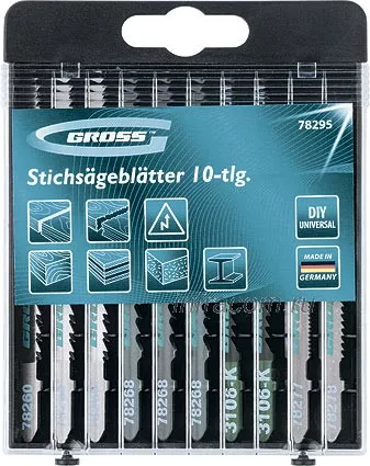 Набор полотен для электролобзика универсальный 10шт DIY пластиковый кейс GROSS 78295 купить в Нягани