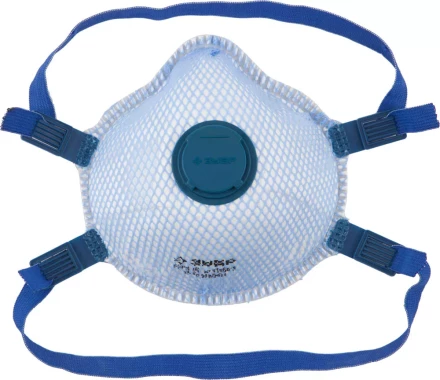 Полумаска фильтрующая ЗУБР &quot;ЭКСПЕРТ&quot; коническая, с внешней сеткой, с клапаном, многослойная, класс защиты FFP3 11160-3 купить в Нягани