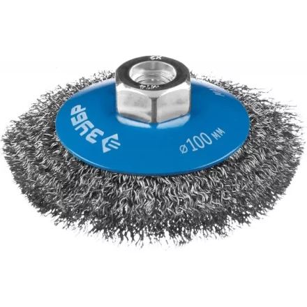 ЗУБР &quot;ПРОФЕССИОНАЛ&quot;. Щетка коническая для УШМ, витая стальная проволока 0,3мм, 100ммхМ14 35265-100_z02 купить в Нягани