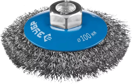 ЗУБР &quot;ПРОФЕССИОНАЛ&quot;. Щетка коническая для УШМ, витая стальная проволока 0,3мм, 100ммхМ14 35265-100_z02 купить в Нягани