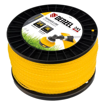 Леска для триммера витой квадрат, 2,4мм х 243м, на DIN катушке FLEX CORD// Denzel 96298 купить в Нягани