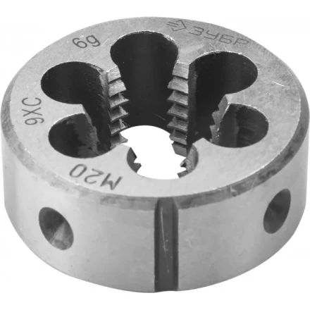 Плашка ЗУБР &quot;МАСТЕР&quot; круглая ручная для нарезания метрической резьбы, мелкий шаг, М20 x 2,0 4-28022-20-2.0 купить в Нягани