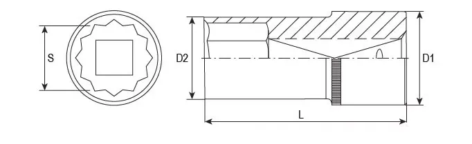 Головка торцевая 12-гранная глубокая 1/2"DR 22 мм S04HD4722 Jonnesway 49071 купить в Нягани