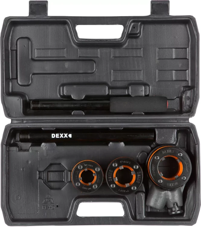 Набор DEXX: Клуппы трубные, с трещоткой 620мм, №3: 1/2", 3/4", 1" 28280-H3 купить в Нягани