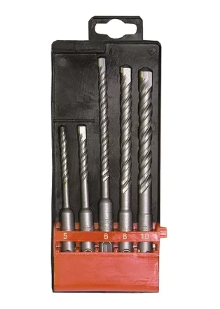 Набор буров по бетону 5-6х110 6-8-10х160 мм 5 шт в пластиковой коробке SDS PLUS MATRIX 71095 купить в Нягани