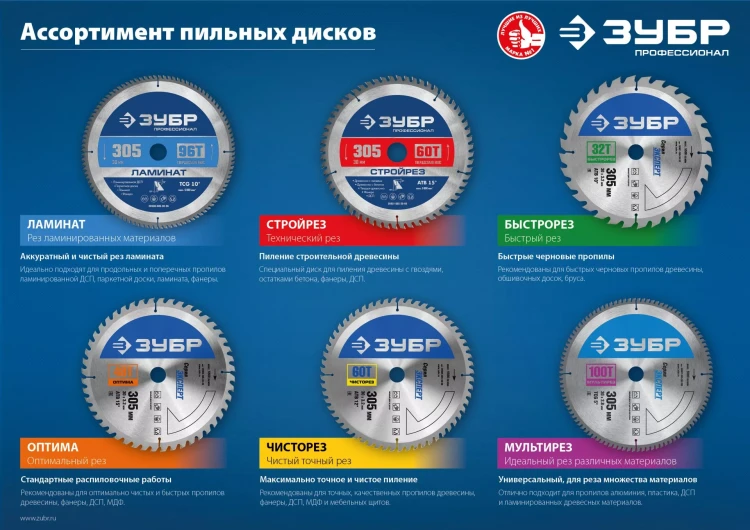 ЗУБР Ламинат, 305 х 30 мм, 96Т, пильный диск по ламинату, Профессионал (36930-305-30-96) купить в Нягани