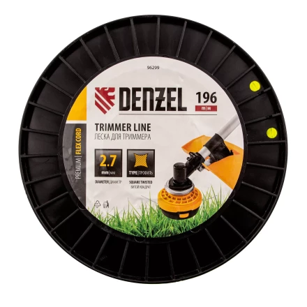 Леска для триммера витой квадрат, 2,7мм х 196м, на DIN катушке FLEX CORD// Denzel 96299 купить в Нягани