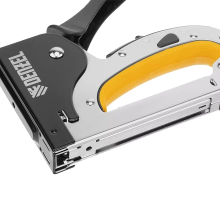 Степлер мебельный Denzel 40211, стальной корпус, быстрая загрузка, регул. силы удара, тип 53, 4-14 мм купить в Нягани