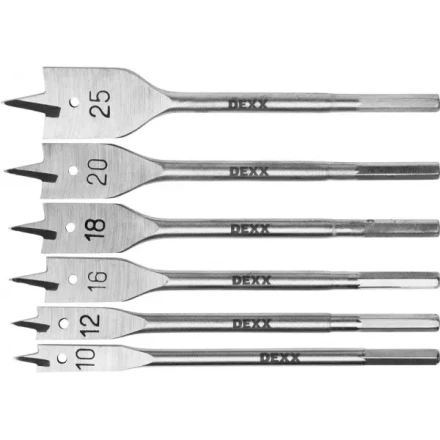 Набор сверл по дереву перовых, 6шт(10-25мм), шестигранный хвостовик, DEXX 2945-H6 2945-H6 купить в Нягани