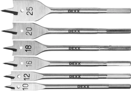Набор сверл по дереву перовых, 6шт(10-25мм), шестигранный хвостовик, DEXX 2945-H6 2945-H6 купить в Нягани